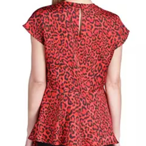 NWT  Michael Kors M Cheetah Print Chained V-Neck Assymetrical Hem Blouse Top - Picture 4 of 7